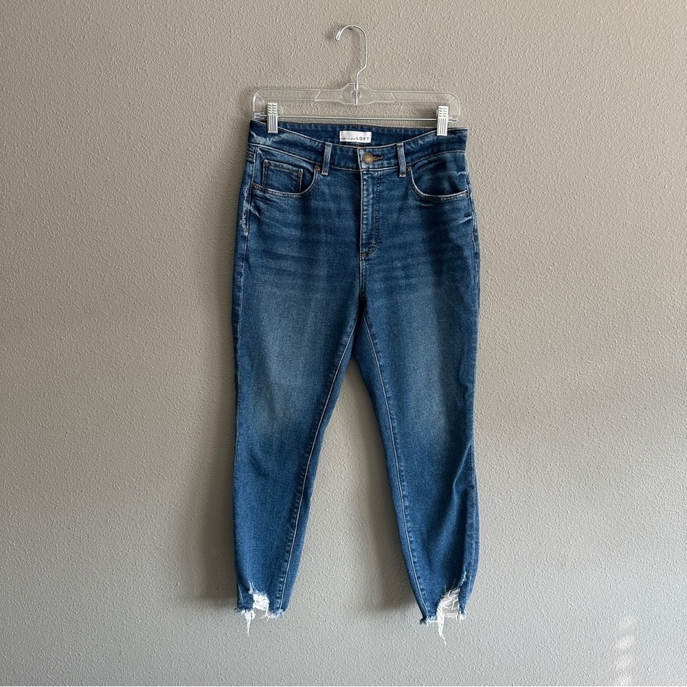 Loft Curvy High Waist Skinny Ankle Raw Hem Jeans 28 6 Petite